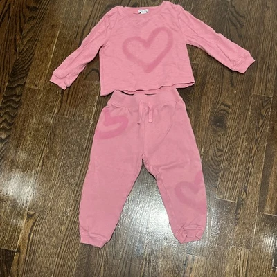Splendid Baby Girl Pink 2pc Outfit Sweatpant/Shirt Matching Set Size 18-24 Month - Image 1 of 3