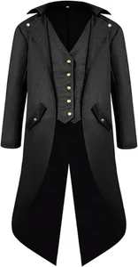 Herren Steampunk Jacke Frack Viktorianischer Mantel Gothic Cosplay Vintage Frock - Bild 1 von 6