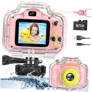 Kids Waterproof Camera - Birthday Gifts for 3 4 5 6 7 8 9 10 Year Old Pink - Picture 1 of 7