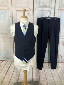 Mens Suit pants and Matching Vest Navy Blue Pinstripe 34" X 31" Casual Business - Picture 1 of 12