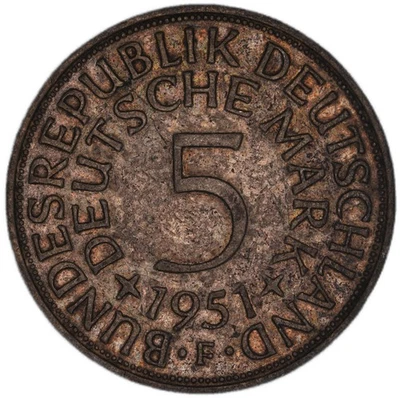 Germany - 5 Deutsche Mark - 1951 F - KM#112 - Item #2 - Silver .625 - Image 1 of 3
