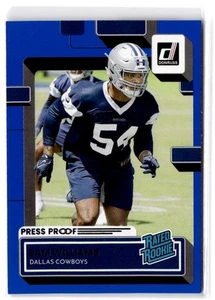 2022 Donruss Sam Williams RC #377 Blue Press Proof Dallas Cowboys - Picture 1 of 2