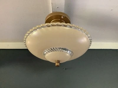 Lámpara de techo Art Deco vintage diseño de cristal con cuentas inclinadas beige 1930 Foto 1 de 4