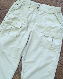 LL Bean Hose Gr. M hellbraun cropped Cargo gerades Bein Outdoor Wandern Reißverschlusstaschen  - Bild 1 von 7
