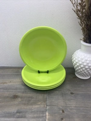 Crate & Barrel Green Melamine Bread Or Dessert Plates 6" Set of 4 - Image 1 of 4