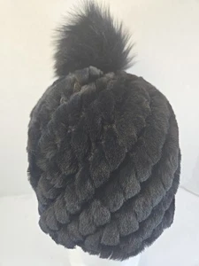 Pologeorgis Damen Beanie Mütze schwarz Lammfell Einheitsgröße - Bild 1 von 4