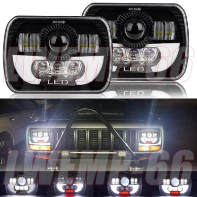 Par de faros de haz sellado LED Hi-Lo de 7x6" 5x7" para camionetas Jeep Cherokee XJ YJ Foto 1 de 4