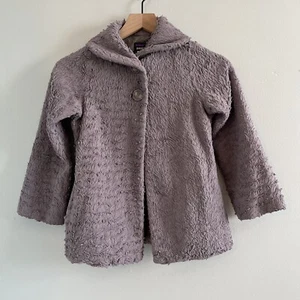 Patagonia Faux Fur Gray Teddy Shaggy Fluffy Coat Youth Girls Size 8 Small - Picture 1 of 10