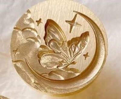 NUEVO MAGNÍFICO Cabeza de Sello de Cera Mariposa Luna Hágalo Usted Mismo Tarjetas Cartas Invitaciones Foto 1 de 3