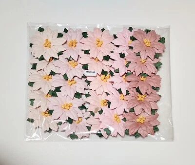 25 Poinsettia's Large Pink Mix Paper Poinsettias, Christmas Poinsettias #MXD-044 - Image 1 of 2