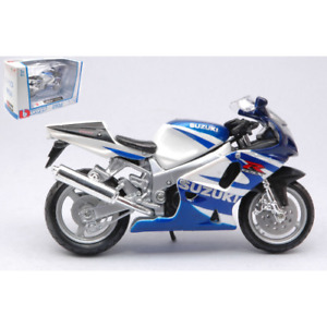 SUZUKI GSX-R750 BLUE 1:18 Burago Moto Die Cast Modellino