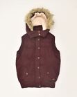Fat Face Womens Hooded Padded Gilet Uk 8 Small Burgundy Polyester Ae78