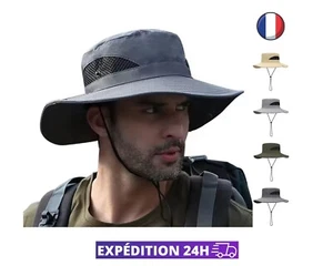 Chapeau pour homme femme anti uv de randonnée pêche béret bob casquette cowboy - Imagen 1 de 5