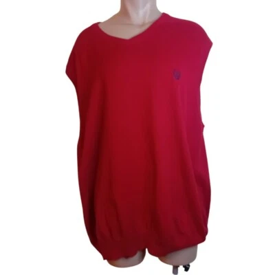 Men's Chaps Sweater Vest V-Neck Sleeveless Knit Red Casual Preppy Minimalist XXL - Image 1 of 4