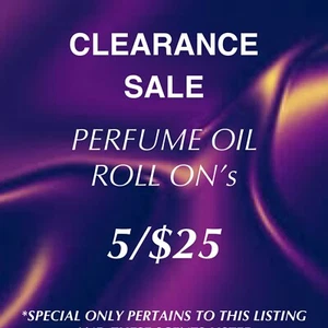 SPECIAL!! ✨5/$25 ROLL ON PERFUME OILS!! CLEARANCE SPECIAL! CLOSEOUT!! - Picture 1 of 5