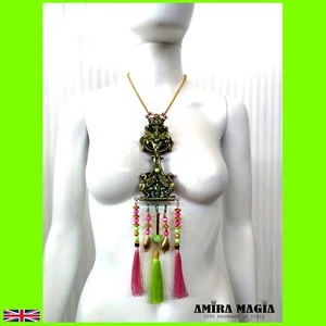 Long Pendant Talisman Amulet Jewelry Necklace Sphynx Tassel Luxury Jewellery Bib - Picture 1 of 24