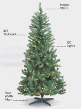 6FT Green Pre-Lit Christmas Tree Warm White Light Xmas Decoration Trees