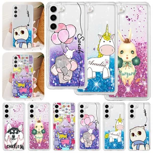 For Samsung Galaxy A35 A16 A15 S24 Animal Personalised Liquid Glitter Case Cover - Photo 1 sur 47