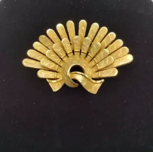 Vintage signierte Coro goldfarbene Fächerbrosche - Bild 1 von 3