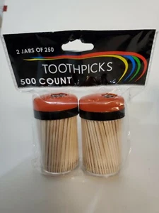 Bamboo Toothpicks 2 Jars of 250 Count - 500 Total Count - NEW - Bild 1 von 2