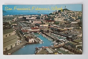 Postcard SAN FRANCISCO'S FISHERMAN'S WHARF Aerial View Writing Stamped - Picture 1 of 6