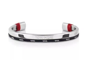Tom Hope Hybrid 2 Armband aus Metall und Textil Silber Blau Rot 15,5 cm TM0430 - Bild 1 von 4