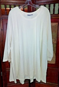 Chemise femme col rond bio manches 3/4 stretch crème Avenue neuve avec étiquette taille 26/28 - Photo 1/4