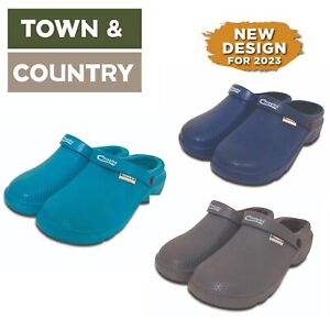 Town & Country fleece lined unisex clogs + ankle strap. Teal, Charcoal and Navy.