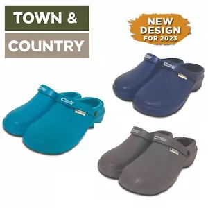 Town & Country fleece lined unisex clogs + ankle strap. Teal, Charcoal and Navy. - Picture 1 of 8