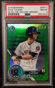 KYLE TUCKER🔥⚾PSA 8 RIFRATTORE VERDE /99 TRUE ROOKIE📈2018 BOWMAN CROMO TOP 100 - Foto 1 di 2