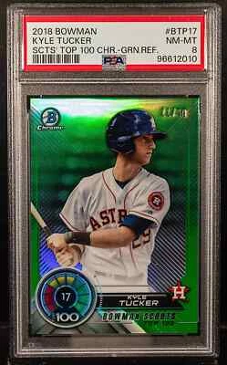 KYLE TUCKER🔥⚾PSA 8 GREEN REFRACTOR /99 TRUE ROOKIE📈2018 BOWMAN CHROME TOP 100 - Image 1 of 2