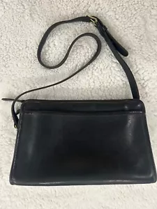 Vintage COACH 1970's Sutton Zip Black Leather Crossbody Handbag - Picture 1 of 17