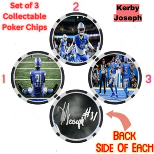 Kerby Joseph - Detroit Lions - Set Of 3 NFL Poker Chips - *SIGNED* - Picture 1 of 2