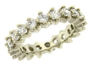 2 ct F VS round diamond women eternity 2 prong wedding ring 14k white gold size5 - Picture 1 of 1