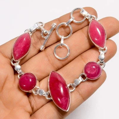 Brazalete de plata 925 con piedras preciosas de rubí de cachemira natural joyería de moda 6-8" ARB-1330 Foto 1 de 3