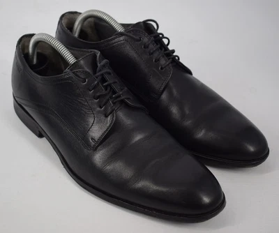 Men's Black Leather Hugo Boss Lace Up Derby Shoes Size UK 7, US 8. - Image 1 of 4