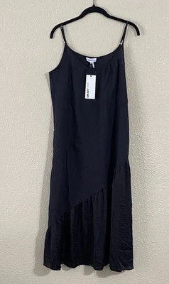 Vestido DKNY Negro Puro Lino y Satén Talla M Nuevo con Etiquetas Sin Mangas Foto 1 de 4