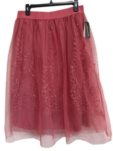 Metrowear New York Rose Pink Midi Embroidered Tulle Skirt- Size M- NWT - Picture 1 of 12