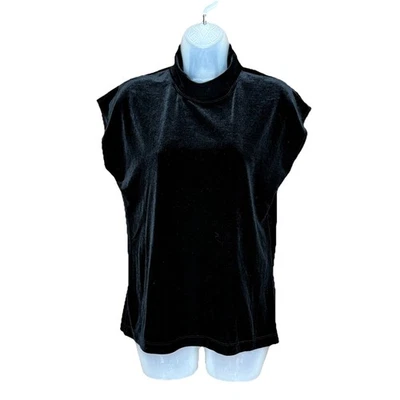 Chicos Velvet Top Women M Black Turtleneck Luxe Holiday Evening Minimalist Fairy - Image 1 of 4
