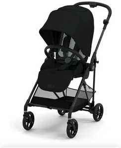 CYBEX Melio Carbon 3 Stroller Lightweight Compact One Hand Fold Moon Black New - Picture 1 of 11