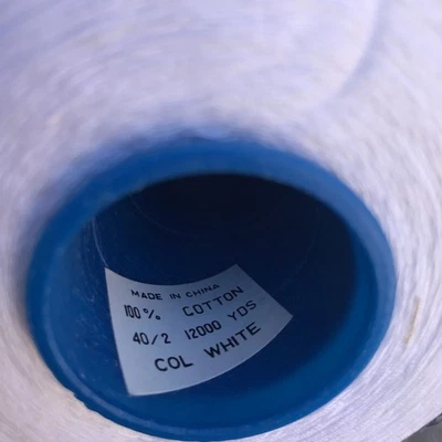 12,000 Yard Spool WHITE Sewing Thread All Purpose 100% Cotton - Image 1 of 4