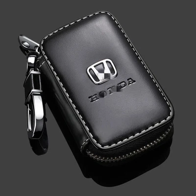 Genuine Leather Car Key Case Bag Keychain Remote Key Fob Cover for Honda New — 第 1/4 张图片