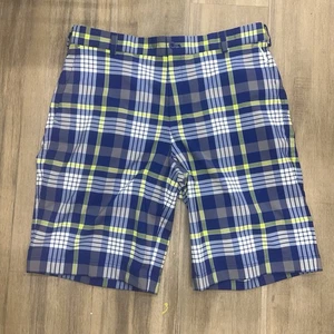 Herren Gr. 34 Nike Golf Dri Fit Shorts blau grün kariert Tour Performance Swoosh - Bild 1 von 6