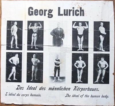 ¡RARO!!! Póster antiguo del luchador estonio Georg Lurich campeón del mundo Foto 1 de 4