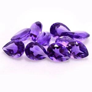 8x6 mm Natural Amethyst Pear Cut Lot 05 Pcs Calibrated Faceted Loose Gemstones - Picture 1 of 5