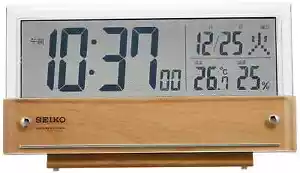 Seiko Clock Digital Alarm Weather Display Calendar 10.7cm Ship From Japan - Picture 1 of 5