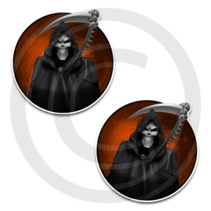 Calcomanías de vinilo para pegatinas Grim Reaper (¡juego de 2!) "NARANJA - Elige 3", 4", 5" o 6" - Imagen 1 de 1