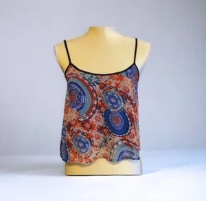 Sans Souci Damen Tank Top XSMALL bunt transparenter Rücken Spaghettiträger Shirt - Bild 1 von 4
