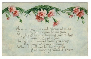 Gibson friendship postcard Across The Miles poem posted 1917 - Picture 1 of 2