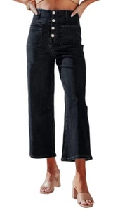 Side feel Women’s Jeans Wide Leg Button Stretchy Size 10 - Picture 1 of 4